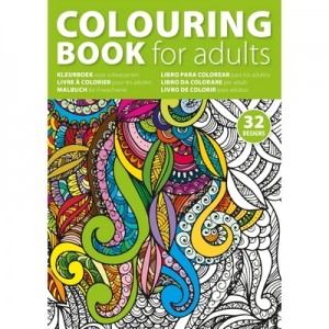 Kolorowanka dla dorosłych A4, 64 rysunki na 32 stronach.