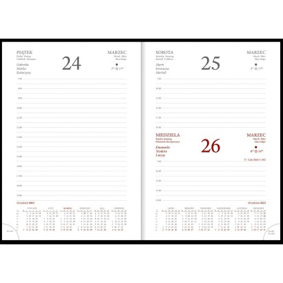 Kalendarz A5 Cross z boczną datówką, dzienny.
