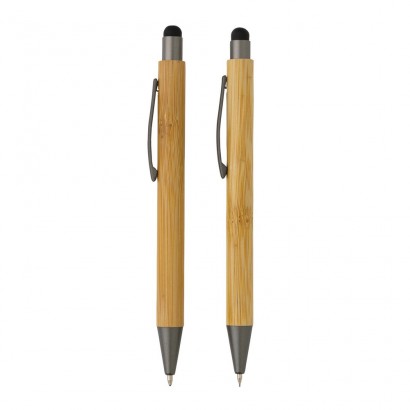 Bambusowy zestaw piśmienny, długopis i ołówek