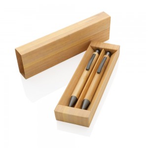 Bambusowy zestaw piśmienny, długopis i ołówek