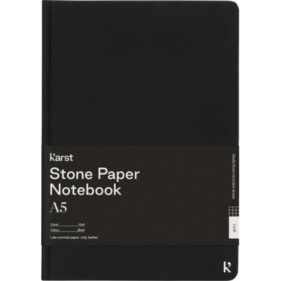 Notes A5 Karst® w twardej oprawie z papieru z kamienia – w kratkę