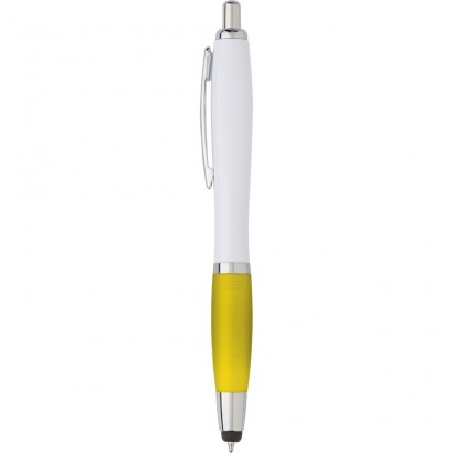 Długopis, touch pen, biały korpus z kolorowym uchwytem
