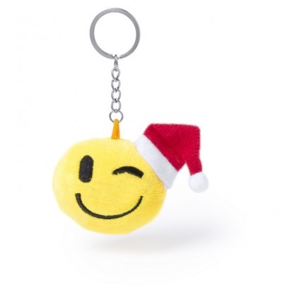 Brelok do kluczy "uśmiechnięta buzia" ze świąteczną czapką