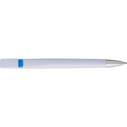 Długopis ze srebrną końcówką i kolorowym elementem pod klipem