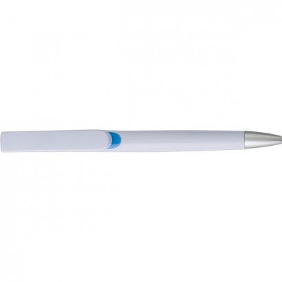 Długopis ze srebrną końcówką i kolorowym elementem pod klipem