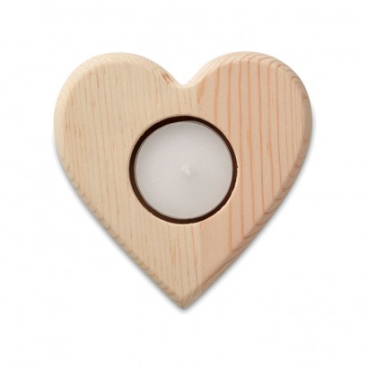 Drewniany świecznik serce
