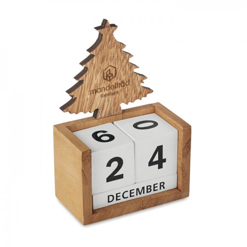 Drewniany manualny kalendarz biurkowy