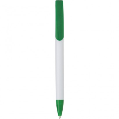 Długopis przekręcany z białym korpusem i kolorowym