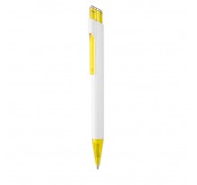 Długopis z białym korpusem i kolorowymi elementami