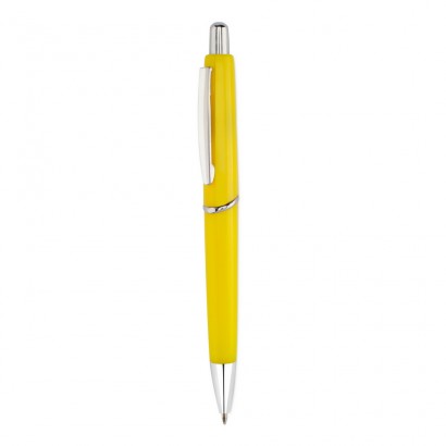 Długopis z kolorowym trzonem i srebrnymi elementam