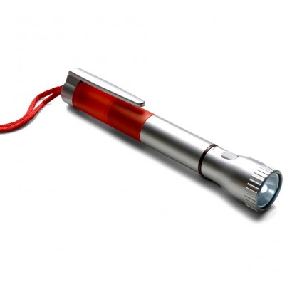 Latarka LED i długopis na kolorowym sznurku