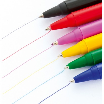 Zestaw długopisów, 6 szt., wkłady w kolorach korpu